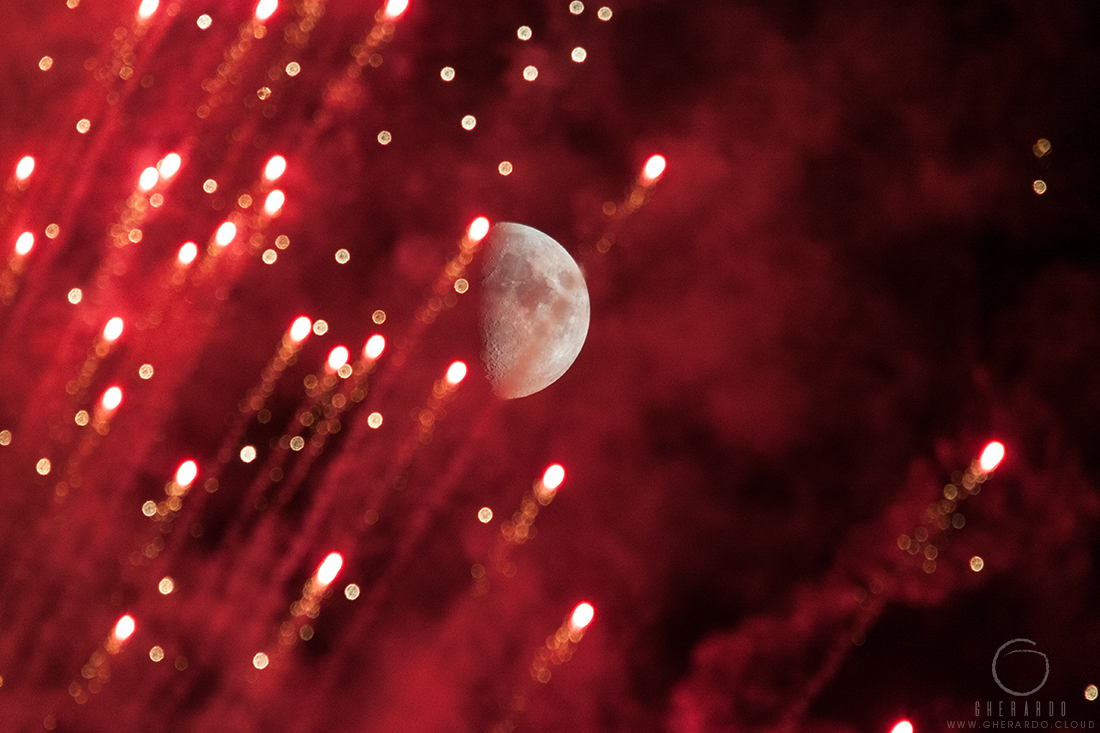 fuochi d'artificio - fireworks - luna - moon