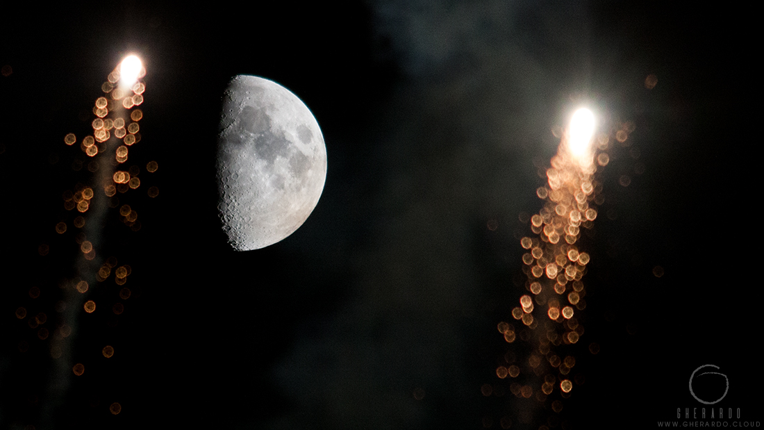 fuochi d'artificio - fireworks - luna - moon